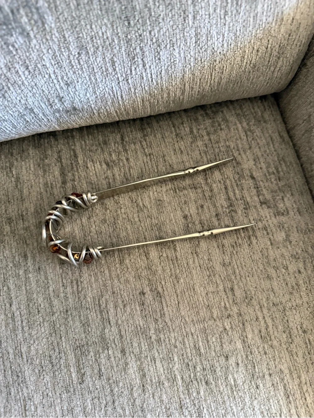 Chunky Mixed-Metal ice tongue with Spiral Links - Silver Tones